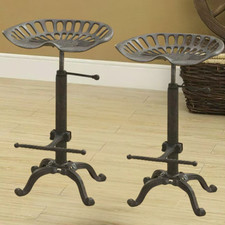 Traditional Stool Cast Iron Set of 4 Breakfast Bar Kitchen Tractor Seat Vintage
