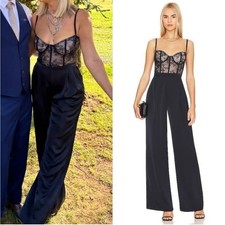 Katie May Black Tink Lace Bustier Sleeveless Wide Leg Jumpsuit XL