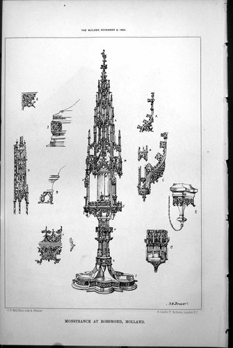 Original old antique print - old,