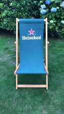 Branded Heineken Deckchair Hardwood Frame With Canvas Sling. Brand New