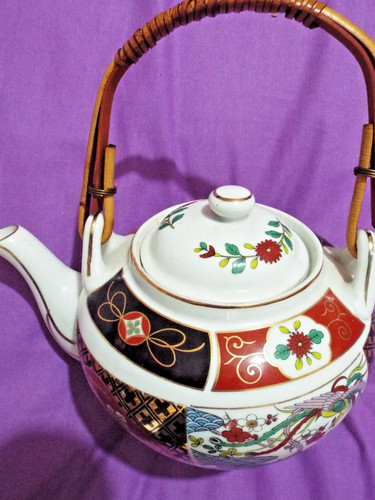 Imari style ceramic teapot - ceramic,