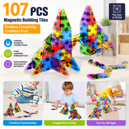 107pcs magnetic building tiles - 107pcs,