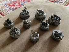 Pewter trinket / pill / tooth fairy box R Rice Woodsetton England various design