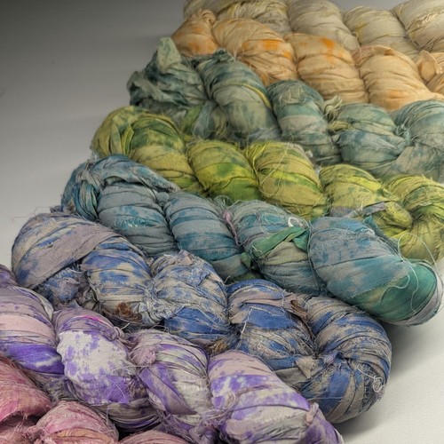 Recycled sari silk ribbon - recycled, 100g