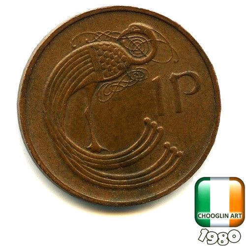 Irish 1980 penny coin - an,