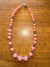 Vintage 16 Inch Beaded Coral Colored Choker Necklace