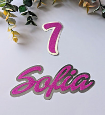 Personalised Cake Topper  Name & Number Glitter / Mirror Charm Decoration