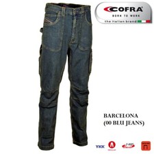 Pantaloni jeans da lavoro elasticizzati Cofra Barcelona multitasche in denim