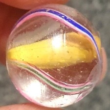 13/16" Shooter Yellow Solid Core Antique  German Marbles NM++++