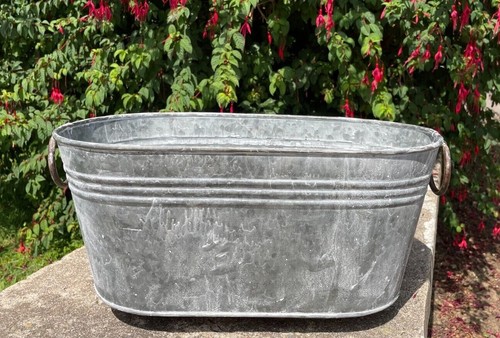 Galvanised oval trough - galvanised,