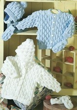 Baby Knitting Pattern Jacket Cardigan & Hat 16-26" Double Knitting DK 125