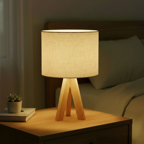 Modern linen shade table - table, lamp