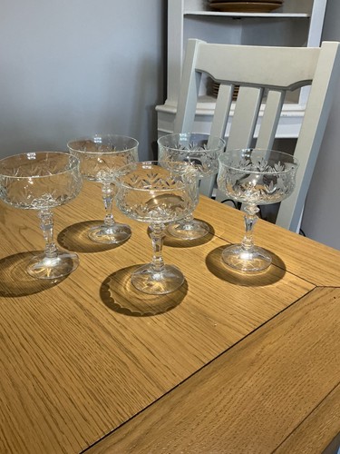 Five crystal champagne saucers - crystal,