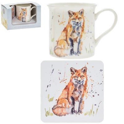 Fox mug coaster gift set - fox,