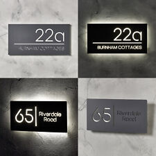 Illuminated LED House Sign Modern Personalised Custom House Number Plaque