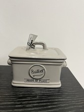 Pride Of Place Ceramic Butter Dish Classic Vintage Retro Traditional Grey.