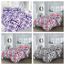 Union Jack Print Duvet Cover Set Double Single Super King Size Bed Polycotton