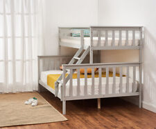 Single Triple Bunk Bed With Ladder, Kids Twin Sleeper, Solid Pine Wood Frame