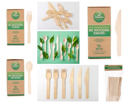 Wooden cutlery forks knives - cutlery,