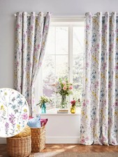 PAIR Laura Ashley WILD MEADOW MULTI Blackout Lined Eyelet Curtains W168DROP182CM