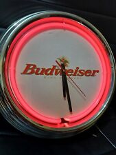 Neon Tech Budweiser King Of Beers 14" Red Neon & Silver Frame Hanging Sign