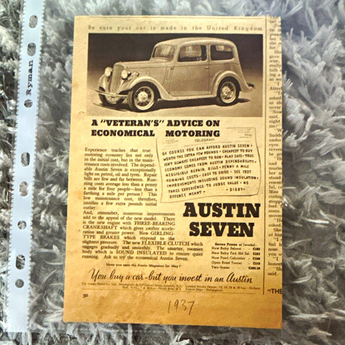 Austin seven 1937 newspaper - austin,