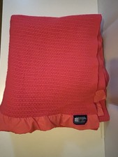 Vintage Moderna pure wool cell blanket pink satin trim 220x240cm made in England