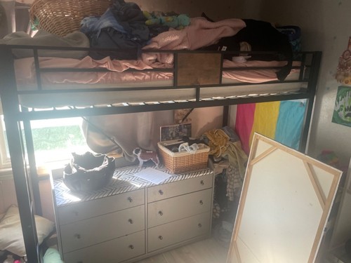 Loft bed black fram - loft, wood