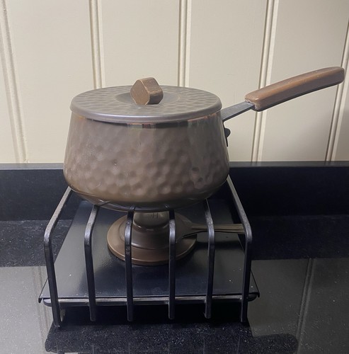 Hammered copper fondue set - fondue,