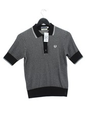 Fred Perry Women's Polo UK 12 Black Acrylic with Cotton Basic
