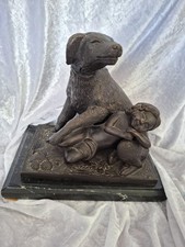 Bronze Dog Sculpture signed