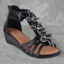 LADIES WOMENS LOW WEDGE HEEL