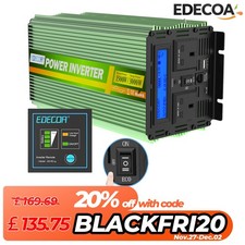 EDECOA 1500W 3000W Pure Sine Wave Power Inverter 12V to 240V LCD Remote USB TypC
