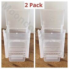 2pk SEED HOPPER / FEEDER PLASTIC FOR AVIARY CAGE BIRDS- FINCH CANARY etc