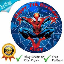 SPIDERMAN PERSONALISED ROUND PRINTED EDIBLE BIRTHDAY CAKE TOPPER DECORATION
