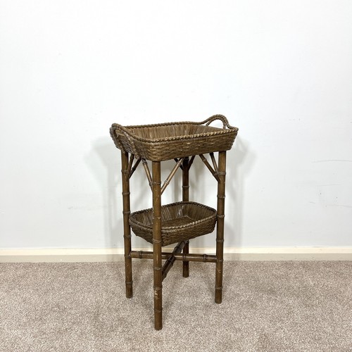 Rattan butlers tray - table, with