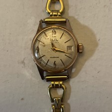 MuDu Ladymatic Automatic Watch Ladies Watch. Vintage Swiss Made Gold Plated Date