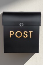 Post box Black Wall Mounted Large Letter Mailbox Outdoor Letterbox with Lock