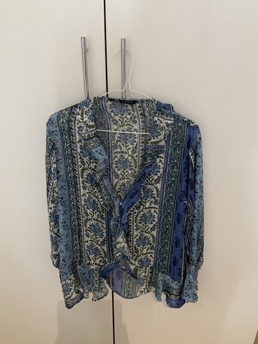 Zara blue floral boho ruffle - zara,