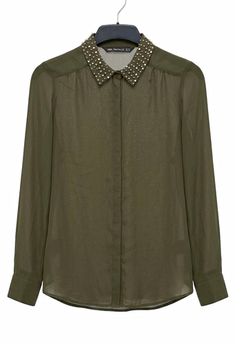 Zara women green - green, sheer