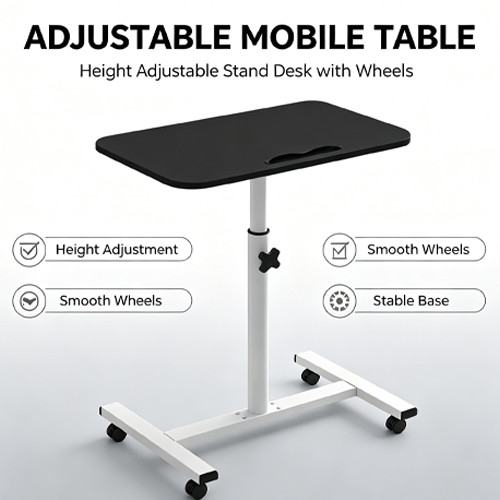 Adjustable rolling overbed - rolling,