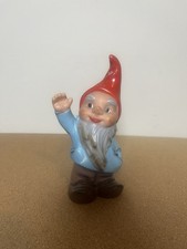 Vintage Heissner Garden Gnome Plastic Figurine  West Germany 8” Waving