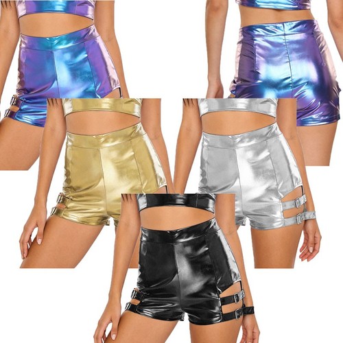 Women metallic shiny shorts - metallic,