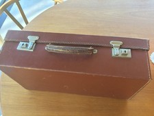 Vintage Brown Leather Suitcase Small Luggage Briefcase Theatre Prop English 18"