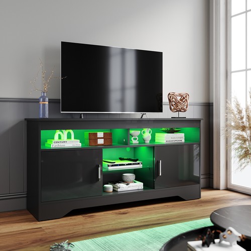 Black stand cabinet unit - black,