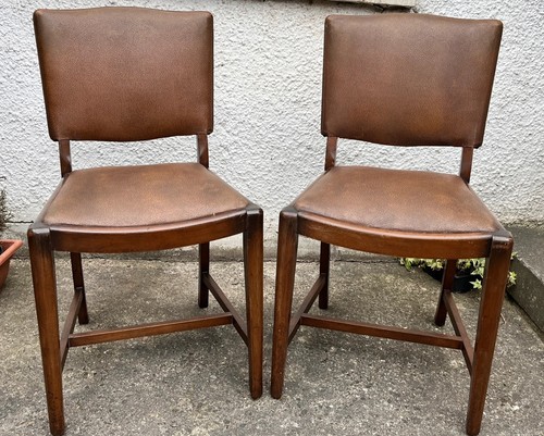 Vintage oak dining chairs - oak, pair