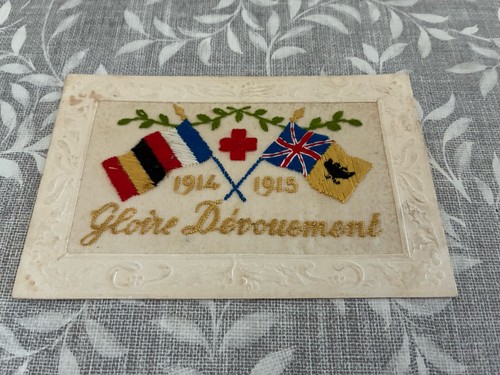 Ww1 embroidered silk postcard - ww1,
