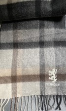 Pringle Of Scotland 100% Cashmere Scarf  Blk/Grey/Wht  Check, New