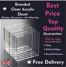 Clear Acrylic Perspex Plastic Sheet Panel  Cut To Size ..  FREE POLISHED EDGES