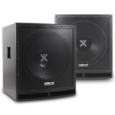 Pair Active Subwoofers Club Sub Woofers Bass Bins|Vonyx SWP-15" 1600W UK Stock